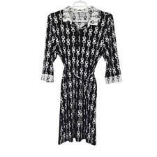 Chico's Women's Bit and Bridle Print Belted Shirt Dress Black Size 3