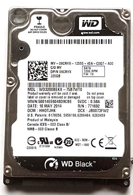 320 GB SATA Western Digital WD3200BEKX-75B7WT0 7200RPM 16MB HDD 2,5'' Festplatte