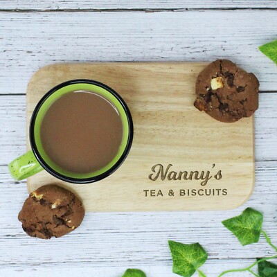 Personalisiertes Nanny's Tee & Kekse Brett Holz Snack Tablett Muttertag Geschenk