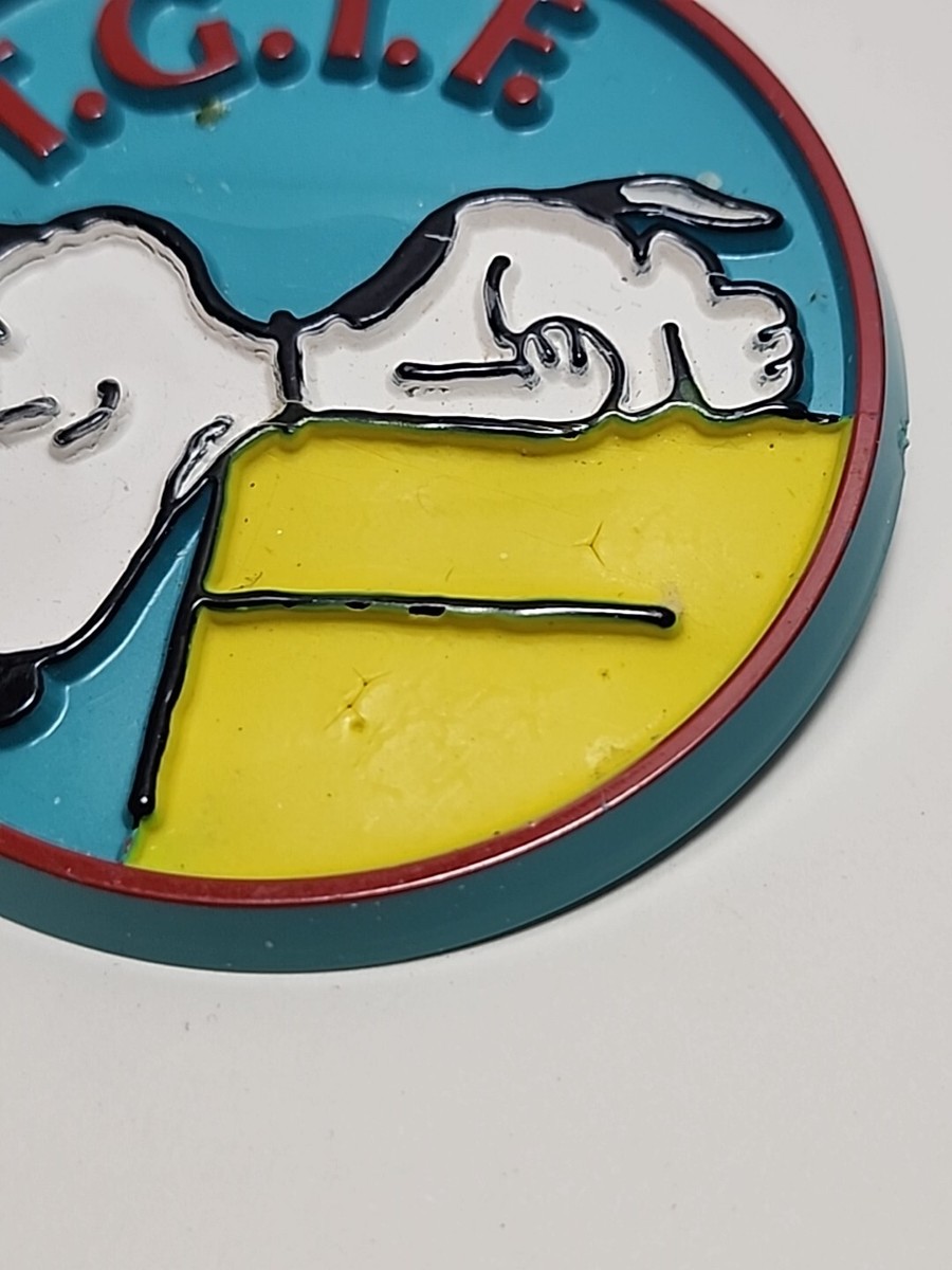 SNOOPY T.G.I.F. Button Pin Plastic Butterfly Originals 1958 2 1/4