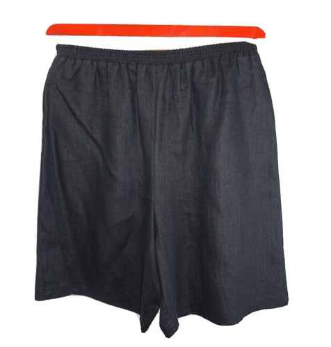 NEW WOT DAVID DART Women's Black Linen Stretch Elastic Waistband Shorts Size XL - 第 1/6 張圖片