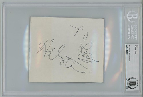 Roy Halston Fashion Designer signed Cut Beckett BAS Slabbed auto d 90