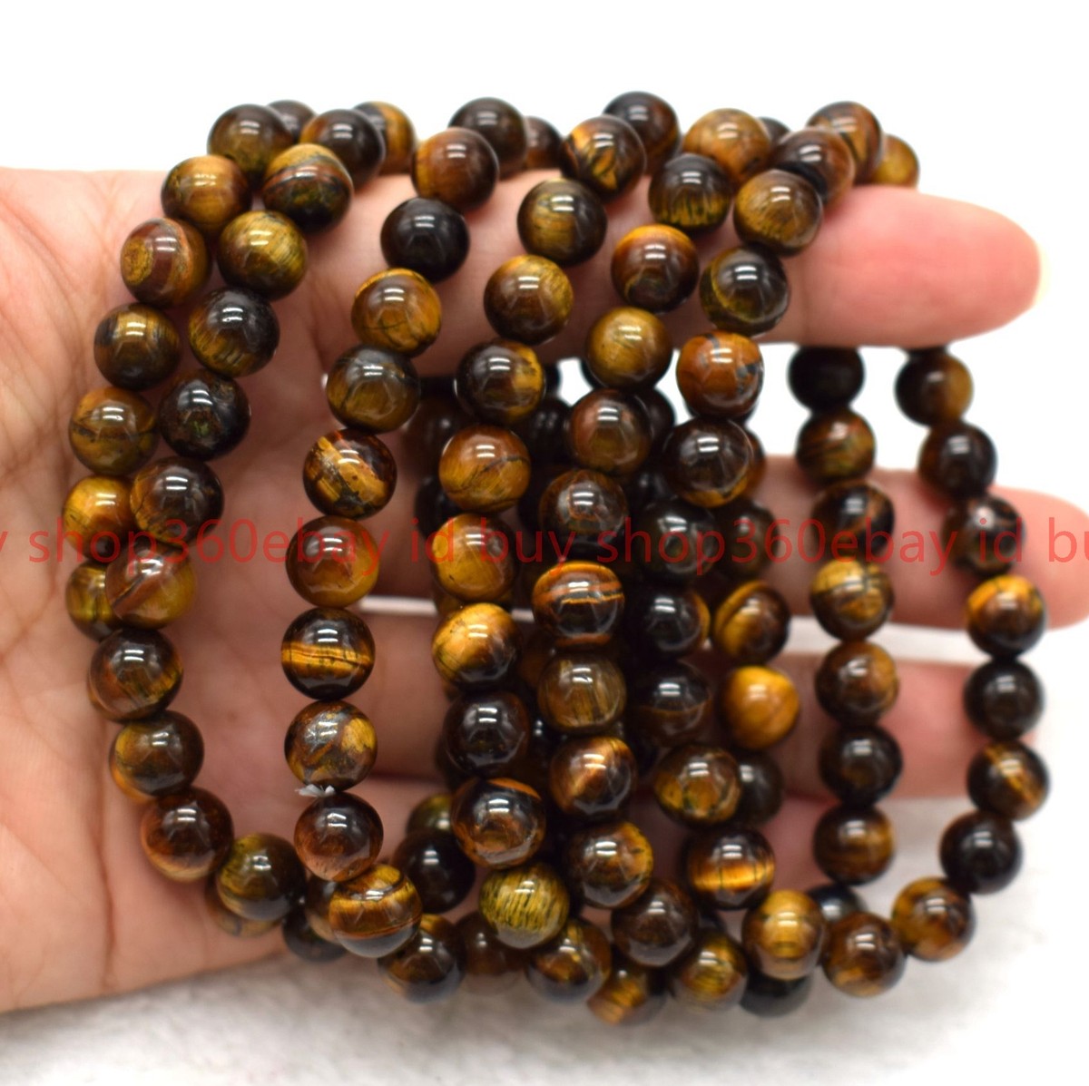 Natural Multicolor Tiger's Eye Round Gemstone Bracelet – 6/8/10mm – 7.5 Inch – AAA
