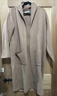MNG Mango Womens Oversized Knit Coat Sweater w Pockets Cardigan Brown Size Small