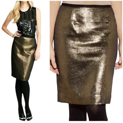 Tory Burch Brandy Skirt Sz 10 Metallic Black/Copper DarkAcademia QuietLuxury