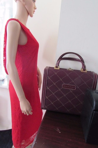 ASOS Midi Floral Lace Bodycon Midi Cowl Back Occasion Party Evening Dress 16 Red - Picture 4 of 10