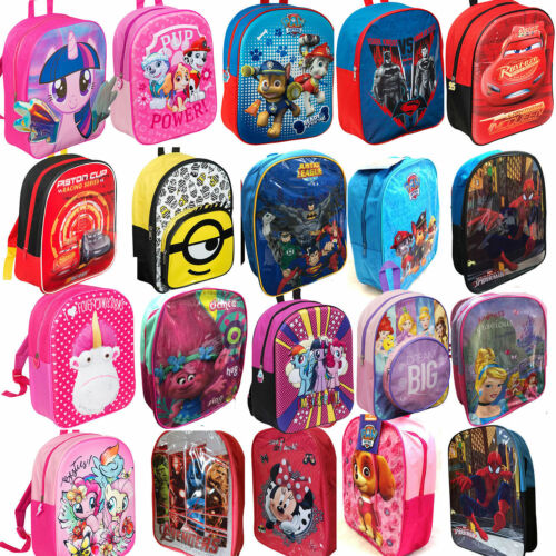 New Kids Childrens Toddlers Juniors Character Backpack Rucksack Lunch School Bag - Afbeelding 1 van 58