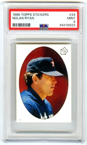 NOLAN RYAN~VERY RARE (POP 26) 1986 TOPPS STICKERS PSA-9 MINT CARD #24 (NEW CASE)
