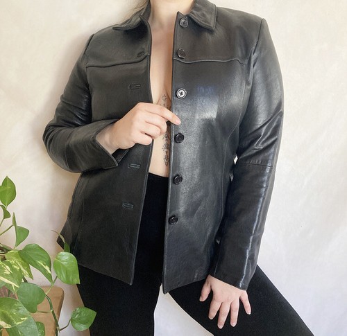 y2k vintage black leather jacket 