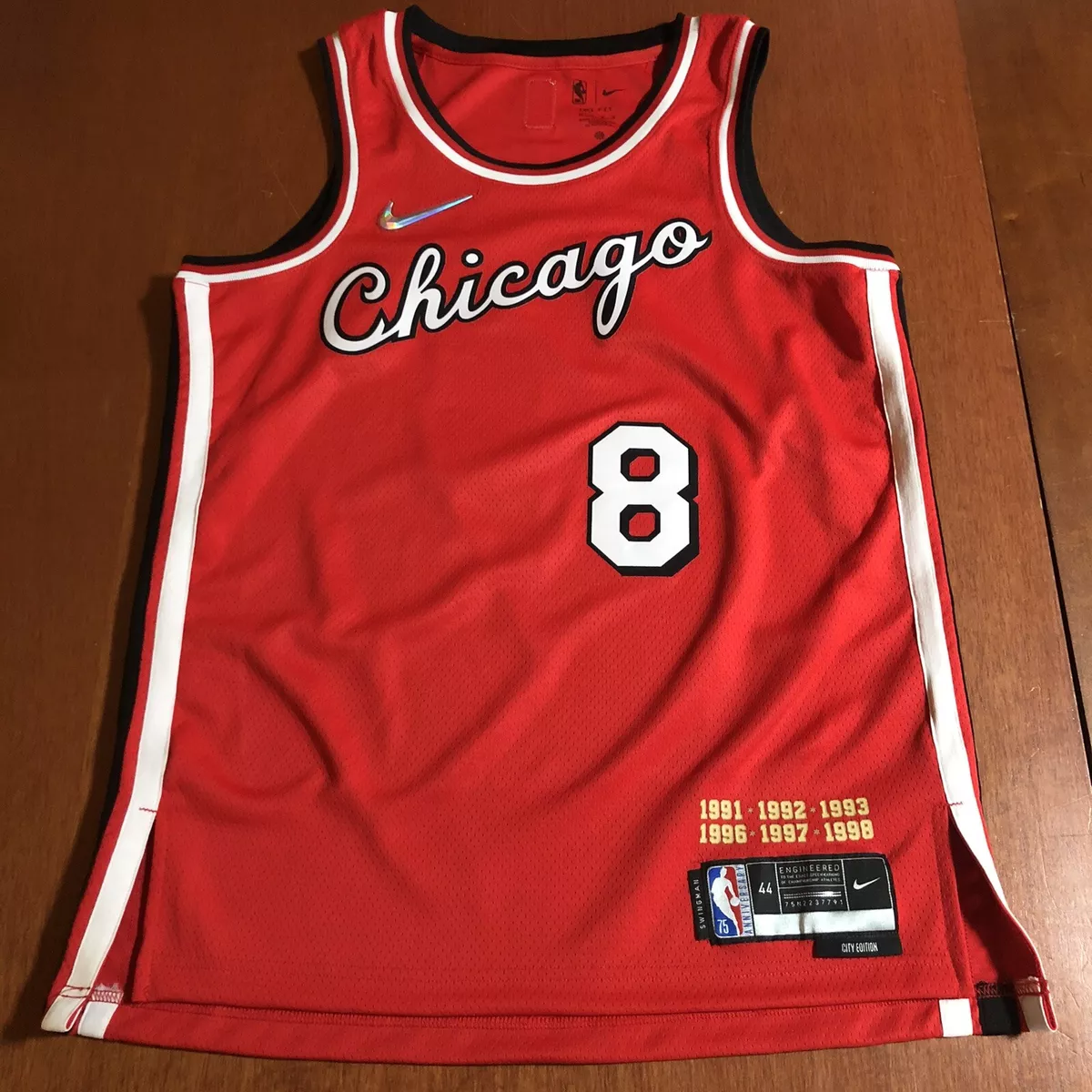 Nike Zach LaVine Chicago Bulls City Edition 75th NBA Swingman Jersey Red 44  M