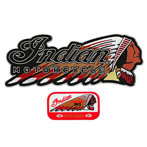 Indian Motorcycle Warbonnet Jacket Vest MC Back Patch 2pc Set - Iron on Sew on - Picture 1 of 3