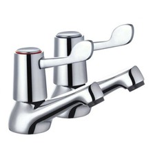 Bathroom Lever Tap Set Basin/ Sink Mounted 1/4 Turn Hot and Cold Set - Chrome