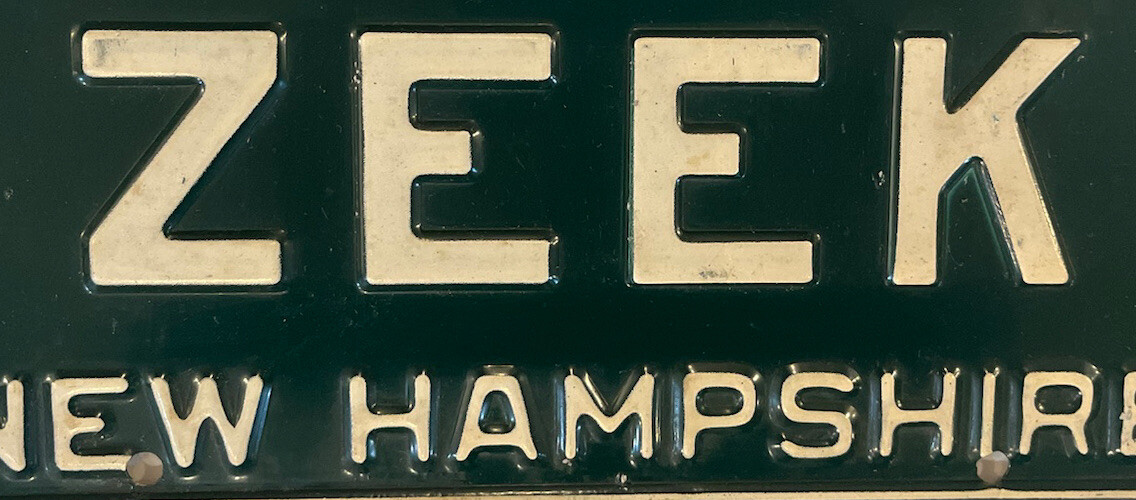 Vanity ZEEK ZEKE license plate Ezekiel Zaccheus Zachariah Zachary