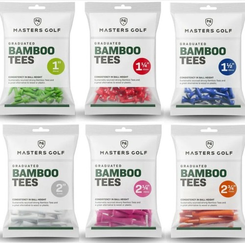 Pack of 50 Masters Golf Red Bamboo Graduated Castle Small Golf Tees 1.25" 32mm - Picture 4 of 5