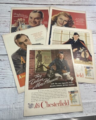 chesterfield cigarettes colors Vintage Sign: Original Tin Litho Tobacciana 1963 Chesterfield Cigarettes Ad, Vintage