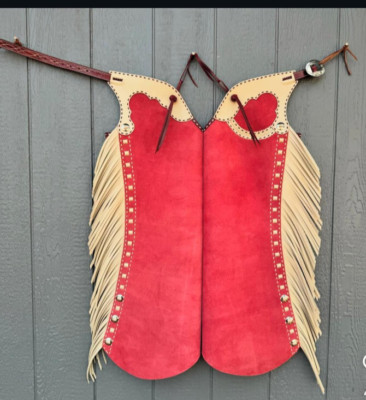 Handgefertigte Wildleder Leder Chaps Western Cowboy Fransen Reitausrüstung Unisex Hose