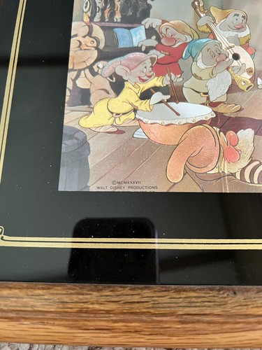 Vintage Walt Disney Snow White & The Seven Dwarfs Dufex Silver Foil Print Framed - Picture 2 of 12