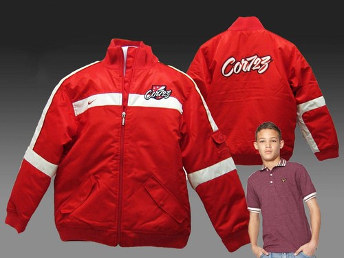New NIKE Boys Vintage CORTEZ Quilted Trackside Jacket Red 12-13 Years L - 第 2/9 張圖片