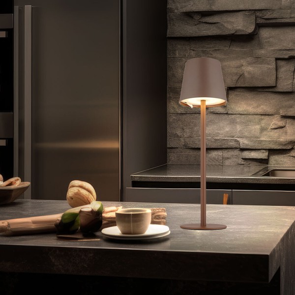 Tischleuchte AußEnlampe Innenleuchte Led Usb Akku Touch Dimmbar Braun Balkon-image