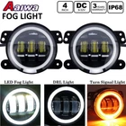 2x LED 4" Inch Fog Lights Halo Angel Eyes Turn Signal For Jeep Wrangler JK TJ LJ