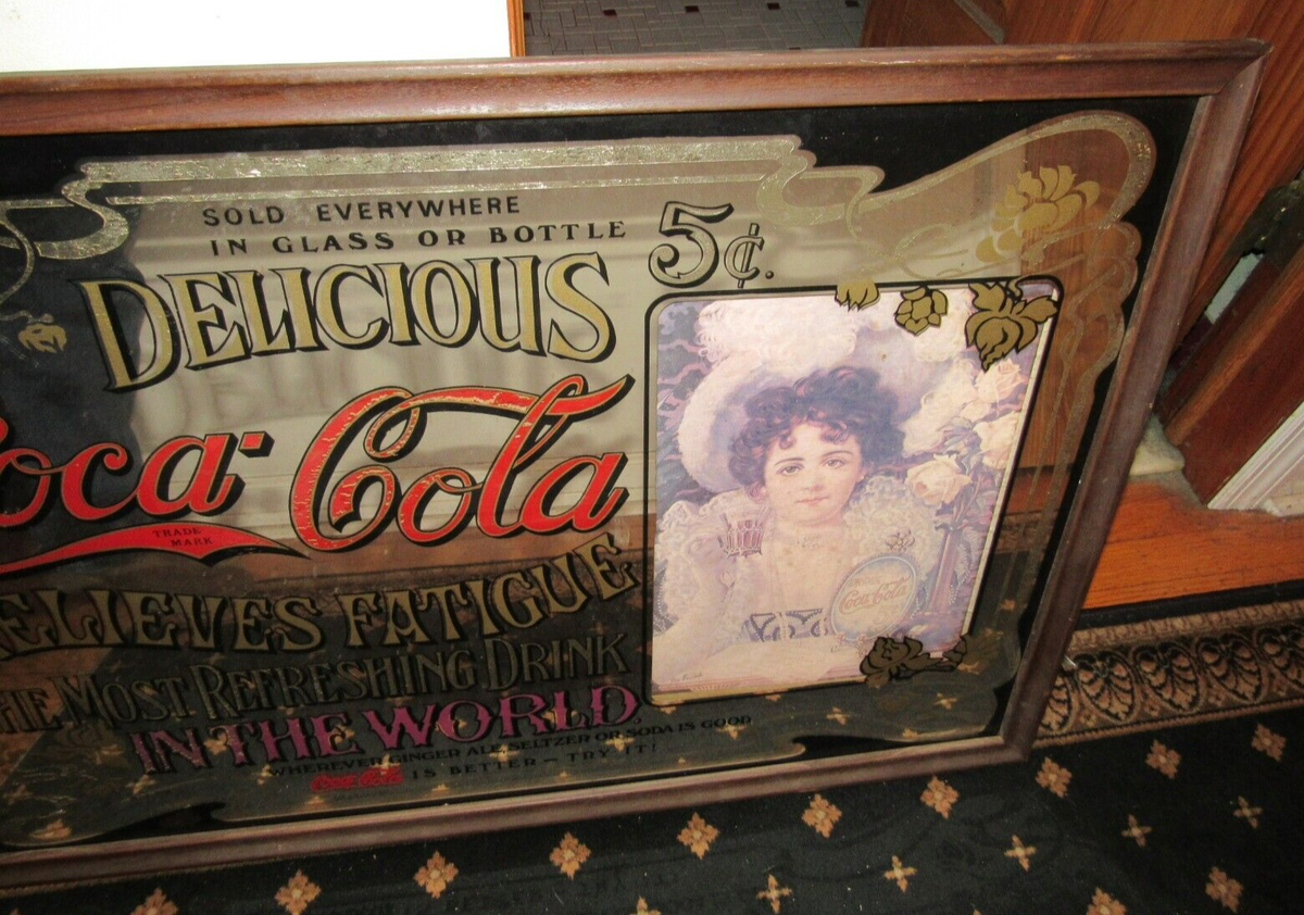 Vintage Coca-Cola Large Mirror 1950s60s70s Sign Original Soda Pop