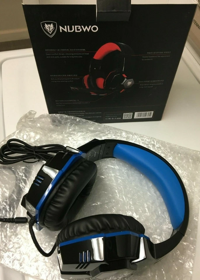NUBWO N3 PS4 Xbox One Gaming Headset with Microphone Stereo PC Headphone Blue - Image 4 of 4