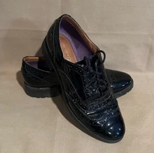 EUC Sperry Top Sider Black Patent Leather Wingtip Loafers Shoes Size 7.5