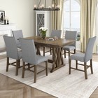 7-Piece Dining Table Set Extendable Kitchen Table Set with Upholstered Chairs