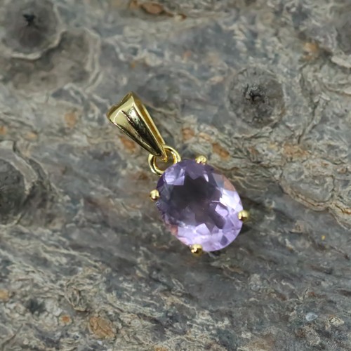 Matrimonio Regalo per Lei 925 Argento Rosa Naturale IN Pietra Ametista Ciondolo - Foto 8 di 12