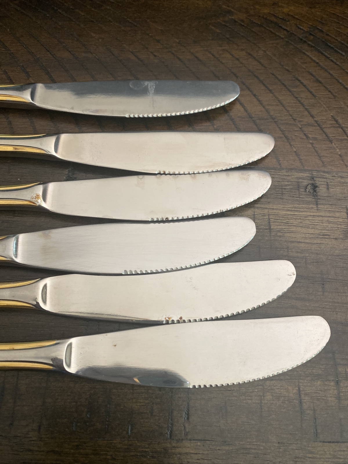 6 Vintage Rostfrei Stainless Steel With Gold Tone Accents Dinner Knives