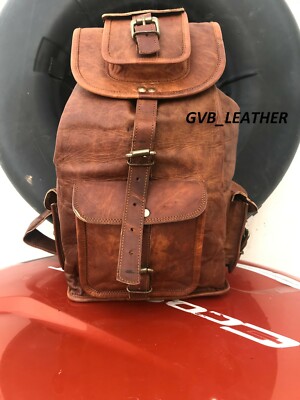 20'' Handmade Genuine Leather Unisex Backpack Laptop Portable Rucksack Travel Bag