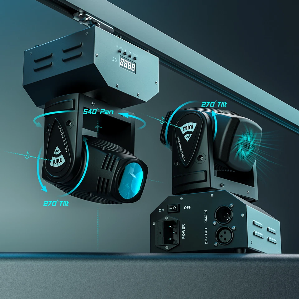 Spot Moving Head Stage Lighting LED DMX Beam Spotlight RGBW Disco KTV Xmas Light - Image 3 of 4