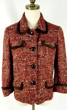 Talbots Womens Jacket sz 6 Red Multicolor Tweed Pockets Lined Button Front