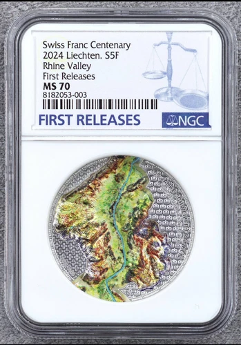 NGC MS70 2024 Liechtenstein Rhine Valley Silver Coin 1oz 100 Years of the Swiss