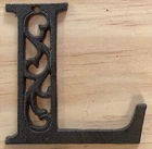 Cast Iron Letter "L" Ornate Scroll Filigree Monogram Alphabet Decor w/ Screws