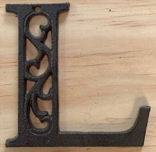 Cast Iron Letter "L" Ornate Scroll Filigree Monogram Alphabet Decor w/ Screws