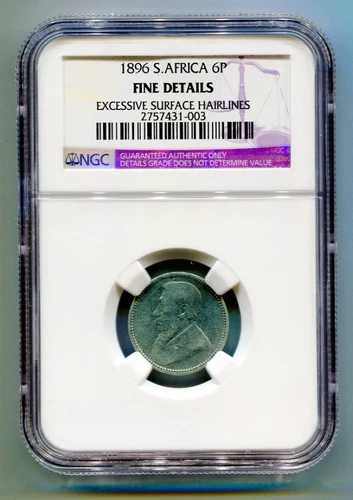 South Africa Zar Ngc Graded 1896 Kruger 6 Pence Coin F Details