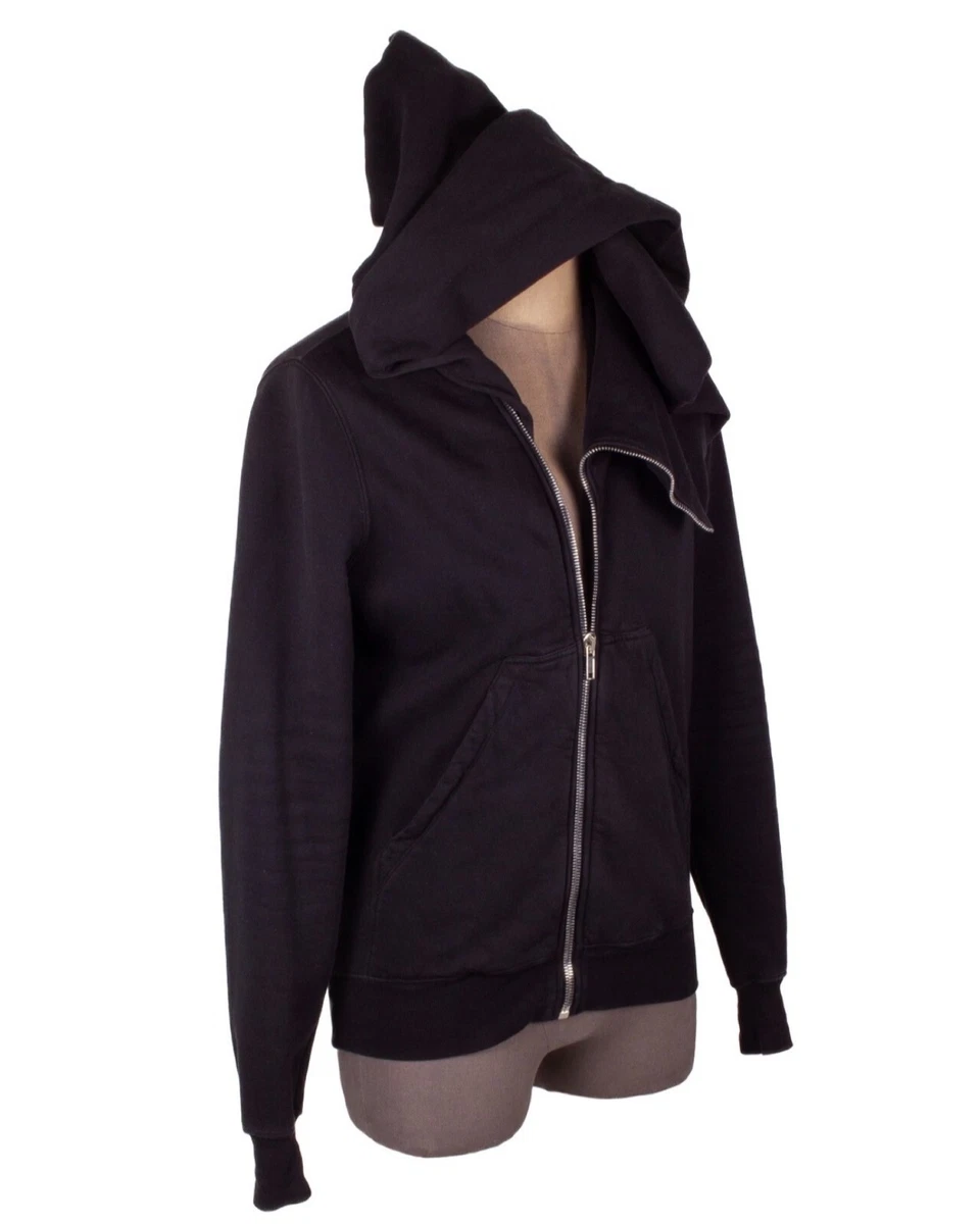 Rick Owens Drkshdw Black Cotton Mountain Wizard Zip Up Hoodie Size