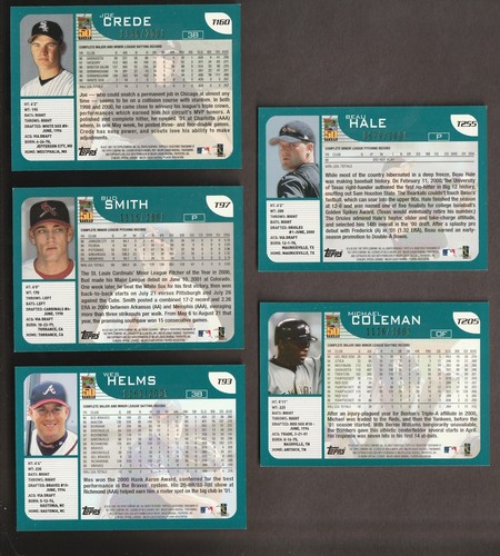 2001 Topps Rookies And Traded (Update) Gold Parallel 5 Card Lot RC Vets - Picture 2 of 2