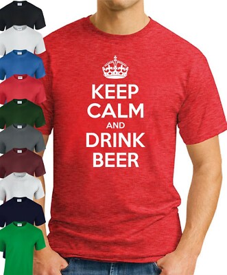 KEEP CALM AND DRINK BEER T-SHIRT > Lustiger Spruch Neuheit Geek Herren Oberteil