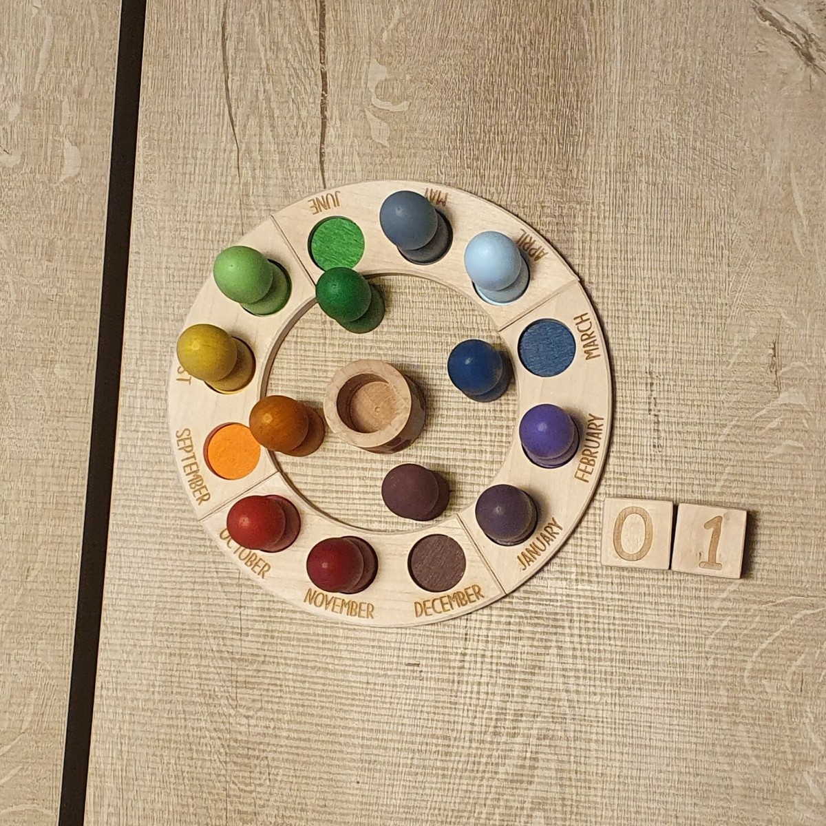 Waldorf Rainbow Color Perpetual Calendar with Nins - Cycle of
