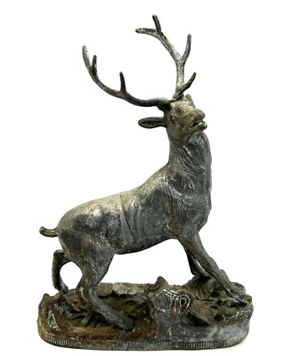 Antique Spelter Metal Stag Deer Statue Figurine Loudon Barye Style France