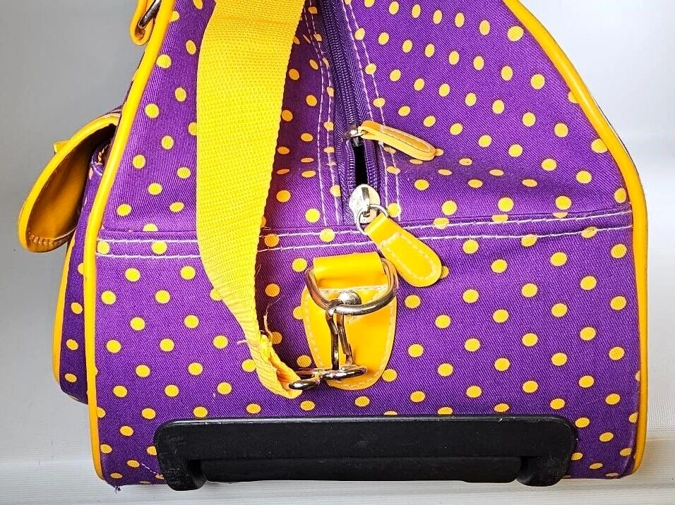 Дорожная сумка на колесиках ручная кладь в горошек круглая сумка карманы сумка с короткими ручками фиолетовое золото - Изображение 4 из 4
