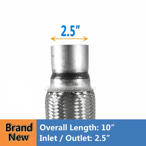 For Exhaust Flex Pipe 2.5" x 6" Heavy Duty Stainless Steel Double Braided 10"OL - Picture 10 of 10