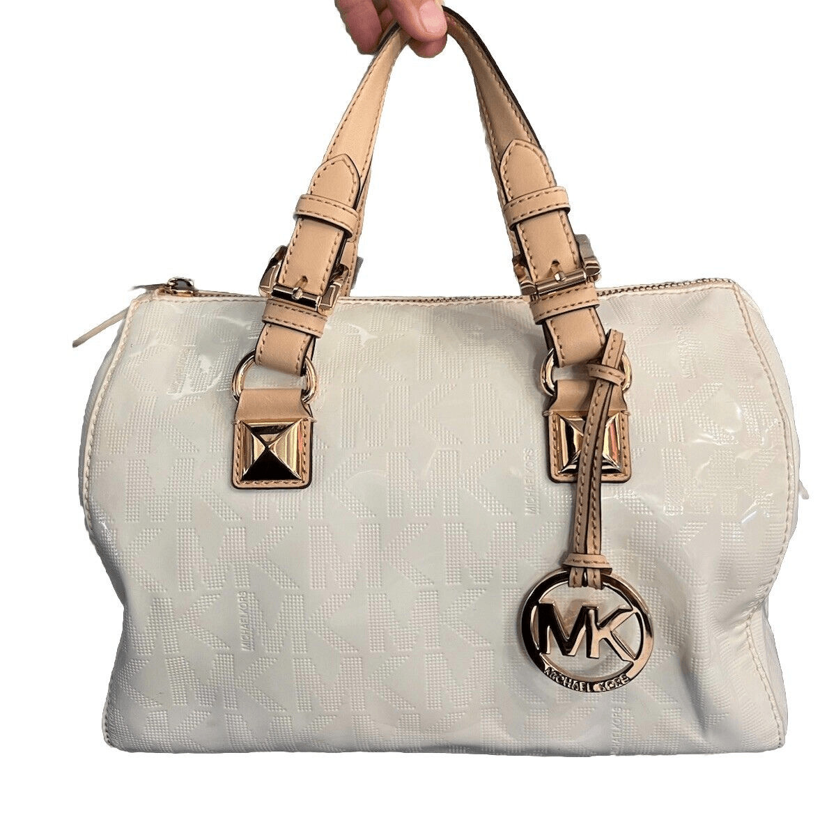 Borsa MICHAEL KORS Jet Set bianca firmata Boston autenticata rara design brevettato