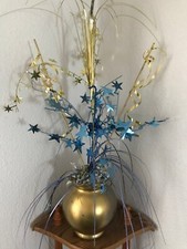 Niebiesko-złota folia spray centralny element w złotym wazonie ~ 20 cali