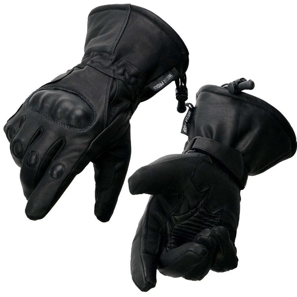 Milwaukee Leather 815 Men's Waterproof Leather Gauntlet Gloves w/ Hard Knuckles