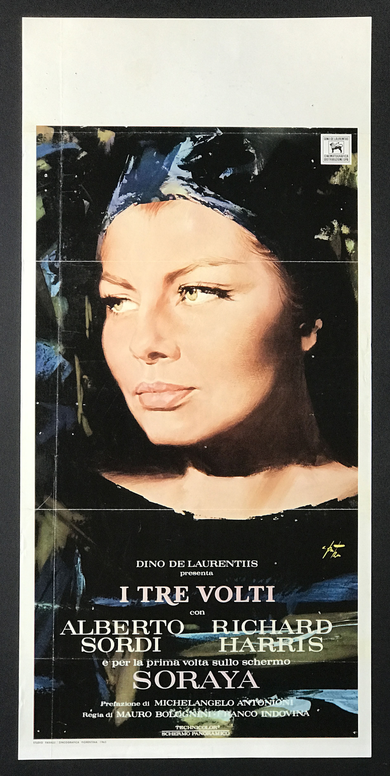 Locandina originale film I tre volti (1964) - Regia di Michelangelo Antonioni, Mauro Bolognini, Franco Indovina