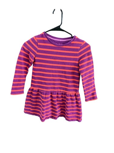 Mini Boden Mädchen Größe 6 7 Jahre lila rosa gestreift Pendelsaum Kleid Langarm