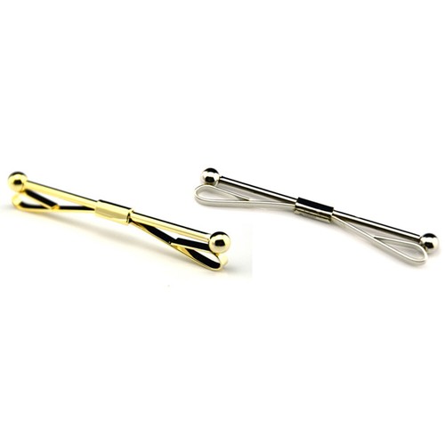2 PCS Men’s Collar Pin Chain Tie Bar Brooch Accessories Men Gift Silver Gold - Picture 2 of 5